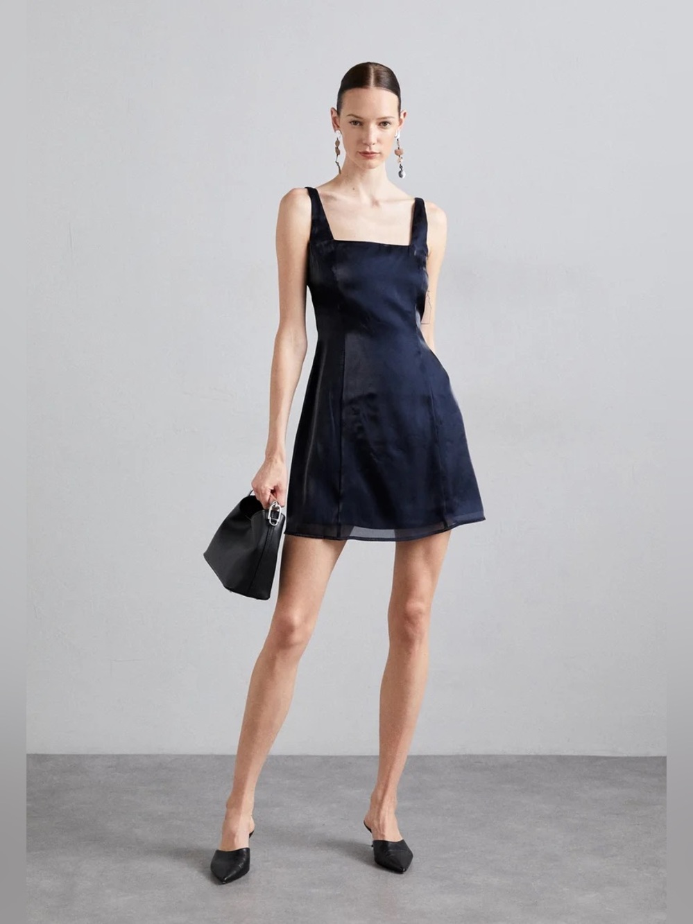 Staud NWT 6 Livingston Midnight Navy Blue Mini Dress